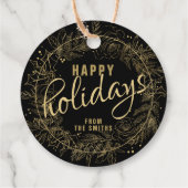 Elegant Black & Gold kerstcadeau Label (Achterkant)