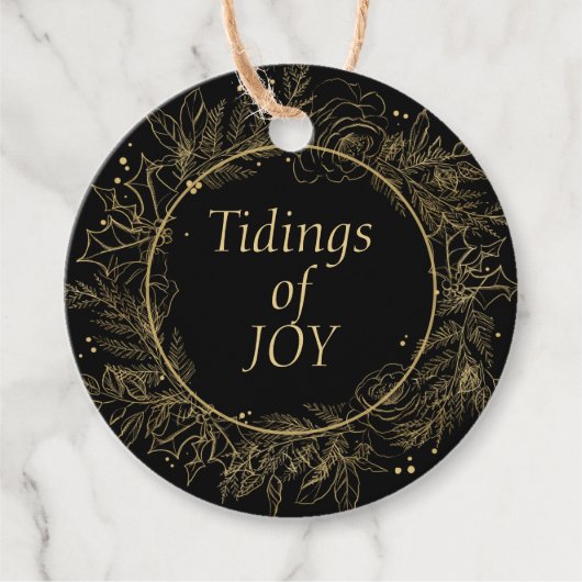 Elegant Black & Gold kerstcadeau Label (Voorkant)