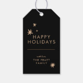 Elegant Black Gold kerstfeestdag Star-ontwerp Cadeaulabel (Voorkant)
