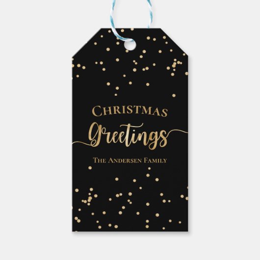 Elegant Black Gold-kerstgroet Cadeaulabel (Voorkant)