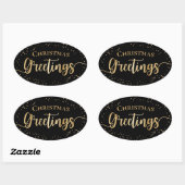Elegant Black Gold-kerstgroet Ovale Sticker (Vel)