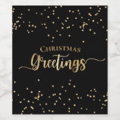 Elegant Black Gold-kerstgroet Wijn Etiket (Enkel label)