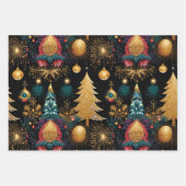 Elegant Black & Gold Kerstmis Inpakpapier Vel (Voorkant)