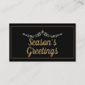 Elegant Black & Gold Kerstmis Plaatskaartje (Achterkant)