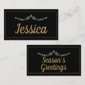 Elegant Black & Gold Kerstmis Plaatskaartje (Voorkant / Achterkant)