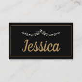 Elegant Black & Gold Kerstmis Plaatskaartje (Voorkant)