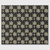 Elegant Black Gold Kerstmis Snowflake Cadeaupapier (Vlak)