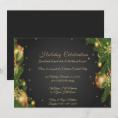 Elegant Black & Gold Kerstparty Kaart (Voorkant / Achterkant)