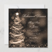 Elegant Black & Gold kerstrepetitie Dinner Kaart (Voorkant)