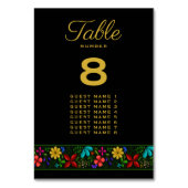 Elegant Black Gold Latijns-Amerikaanse Floral Wedd Kaart (Achterkant)