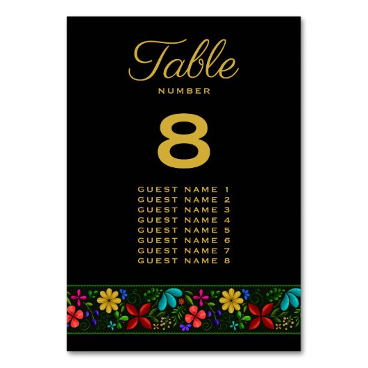 Elegant Black Gold Latijns-Amerikaanse Floral Wedd Kaart (Voorkant)