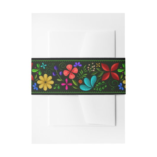 Elegant Black Gold Latijns-Amerikaanse Floral Wedd Uitnodigingen Wikkel (Voorkant Voorbeeld)