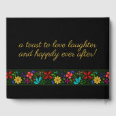 Elegant Black Gold Latijns-Amerikaanse Folk Floral Gastenboek (Achterkant)