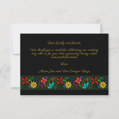 Elegant Black Gold Latin Folk Floral Wedding Bedankkaart (Achterkant)