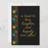 Elegant Black Gold Latin Folk Floral Wedding Kaart (Achterkant)