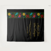 Elegant Black Gold Latin Folk Floral Wedding Wandkleed (Voorkant (horizontaal))