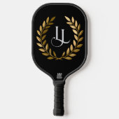 Elegant Black & Gold Laurel Monogram Pickleball Pa Paddle (Achterkant)