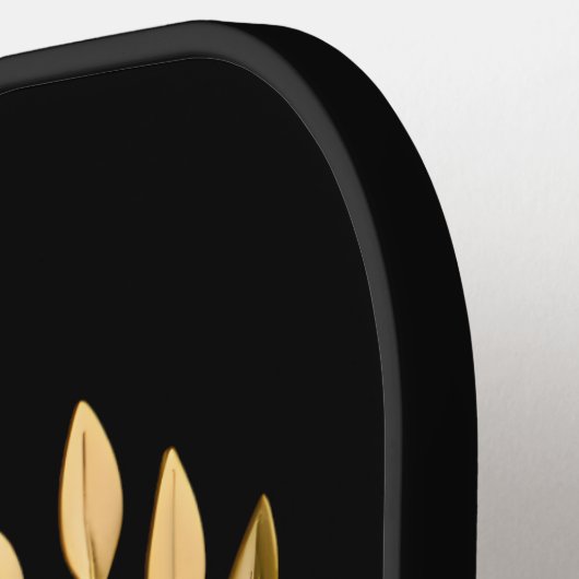 Elegant Black & Gold Laurel Monogram Pickleball Pa Pickleball Paddle (Links Detail)