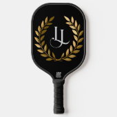Elegant Black & Gold Laurel Monogram Pickleball Pa Pickleball Paddle (Voorkant)