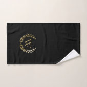 Elegant Black Gold Laurel Wreater Monogram Bad Handdoek (Handdoek)