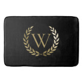 Elegant Black Gold Laurel Wreater Monogram Badmat (Voorkant)