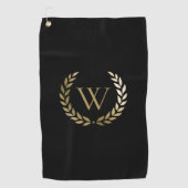 Elegant Black Gold Laurel Wreater Monogram Golfhanddoek (Voorkant)