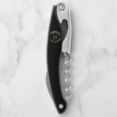 Elegant Black Gold Laurel Wreater Monogram Kurkentrekker (Achterkant)