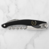Elegant Black Gold Laurel Wreater Monogram Kurkentrekker (Achterkant)