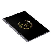 Elegant Black Gold Laurel Wreater Monogram Notitieboek (Rechterzijde)