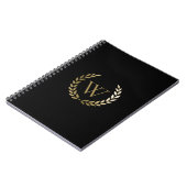 Elegant Black Gold Laurel Wreater Monogram Notitieboek (Linkerzijde)