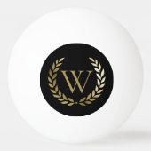 Elegant Black Gold Laurel Wreater Monogram Pingpongbal (Voorkant)