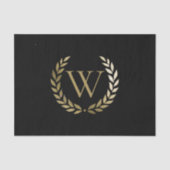 Elegant Black Gold Laurel Wreater Monogram Tissuepapier (Voorkant)