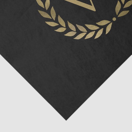 Elegant Black Gold Laurel Wreater Monogram Tissuepapier (Detail)