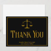Elegant Black Gold Law Office Custom Lawyer Flat Bedankkaart (Voorkant / Achterkant)