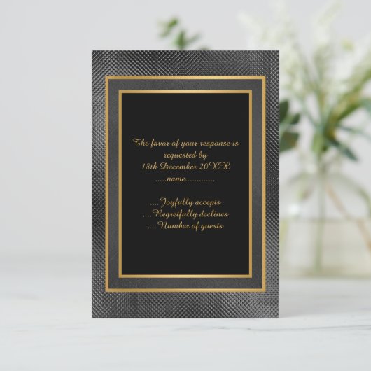 ELEGANT BLACK GOLD LAYER CUSTOP RSVP (Staand voorkant)