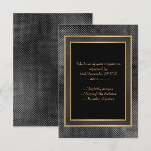 ELEGANT BLACK GOLD LAYER CUSTOP RSVP (Voorkant / Achterkant)