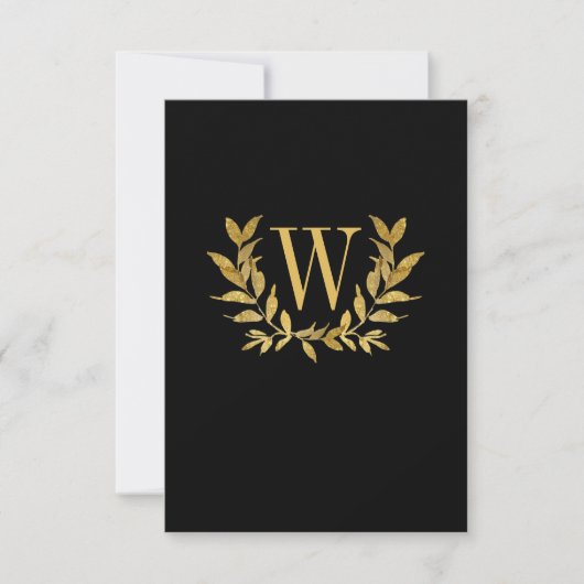 Elegant Black Gold Leaf Modern Chic Wedding Bedankkaart (Voorkant)