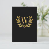 Elegant Black Gold Leaf Modern Chic Wedding Bedankkaart (Staand voorkant)