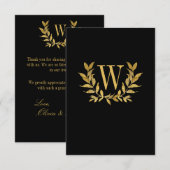 Elegant Black Gold Leaf Modern Chic Wedding Bedankkaart (Voorkant / Achterkant)