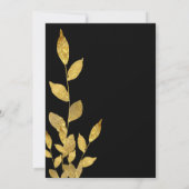 Elegant Black Gold Leaf Modern Chic Wedding Kaart (Achterkant)