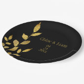 Elegant Black Gold Leaf Modern Chic Wedding Papieren Bordje (Gekanteld)