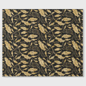 Elegant Black Gold Leaf Pattern Cadeaupapier (Vlak)