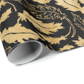 Elegant Black Gold Leaf Pattern Cadeaupapier (Rol Hoek)