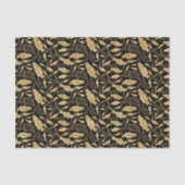 Elegant  Black Gold Leaf Pattern Tissuepapier (Voorkant)