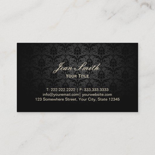 Elegant Black & Gold Leopard Print Damask Visitekaartje (Achterkant)