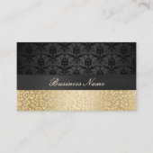 Elegant Black & Gold Leopard Print Damask Visitekaartje (Voorkant)