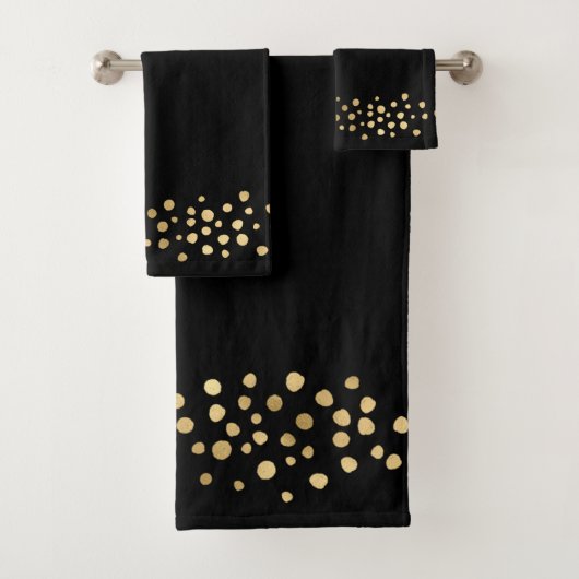ELEGANT BLACK GOLD LEOPARD SET BATHROOM TOWEL SET BAD HANDDOEK (Insitu)