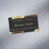 Elegant Black & Gold Leopard Stripes Magnetisch Visitekaartje (Voorbeeld)