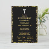 Elegant Black & Gold Lights Doctor Retirement Kaart (Staand voorkant)