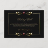 Elegant Black Gold Lijst Red Heart Wishing well Informatiekaartje (Voorkant)